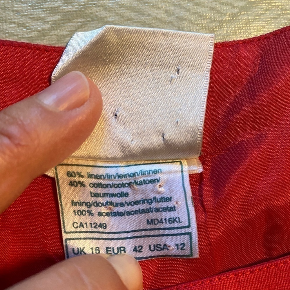 Laura Ashley Vintage Red sleeveless Dress with bow size 12 - Picture 8 of 10